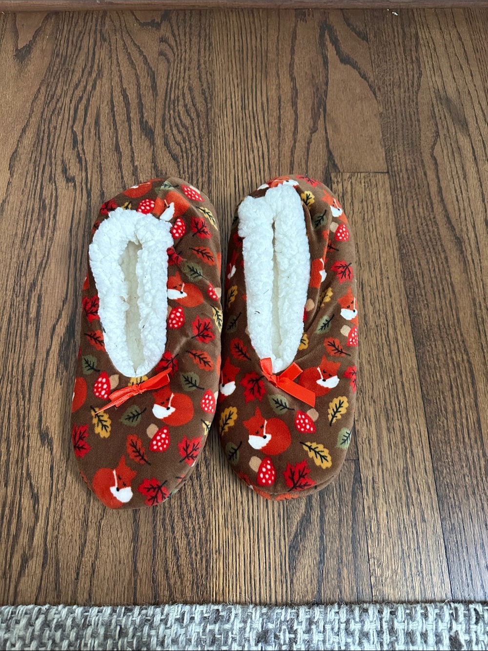 Cozy Brown Fox Print Kids Slipper Shoes
